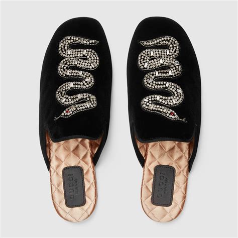 gucci velvet evening slipper with snake replica|gucci velvet slippers with fur.